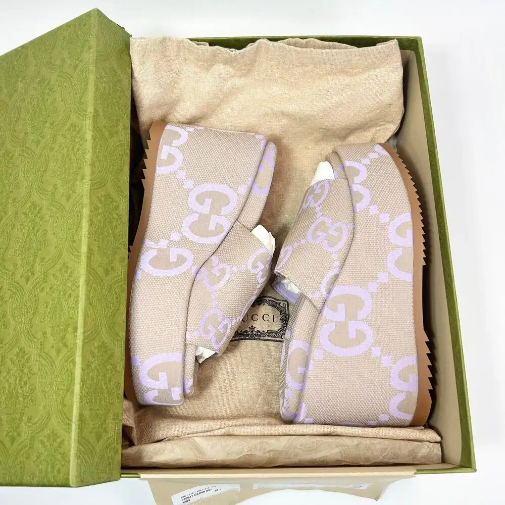 Gucci Lavender Logo Platform Slide Sandal - Women's - Picture 2 of 8